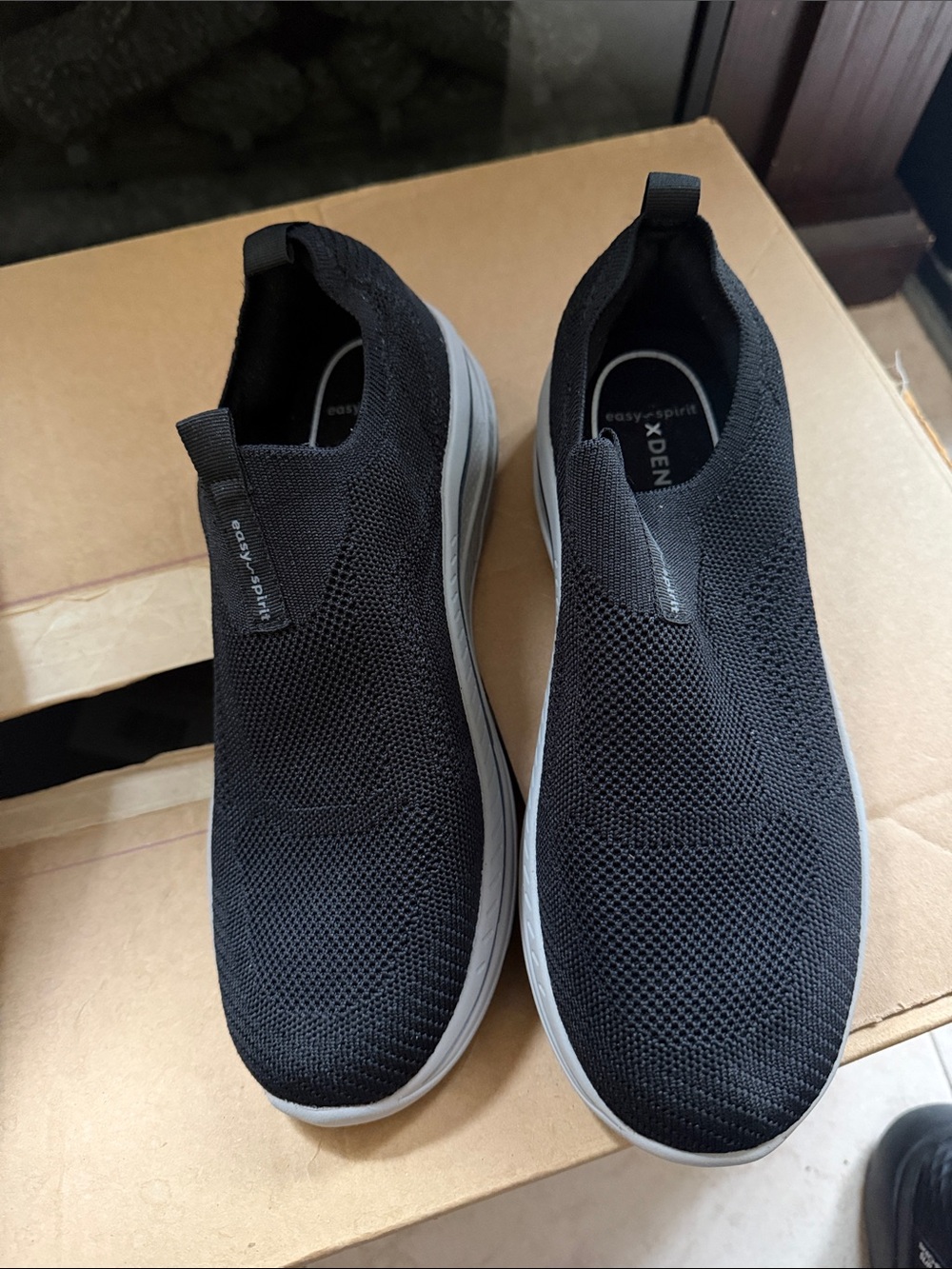 Easy Spirit Black Slip-On Knit Sneaker with White Sole
